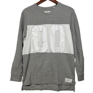 ON THE BYAS Men's Heather Grey & White 00 Long Sleeve Jersey T Shirt | Medium